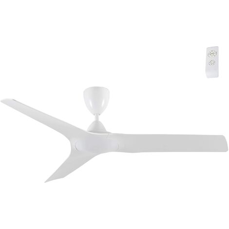 wonderlamp - Ventilatore da soffitto esterno senza luce, IP 44, Wilson, telecomando, timer, 3 velocità, colore bianco,