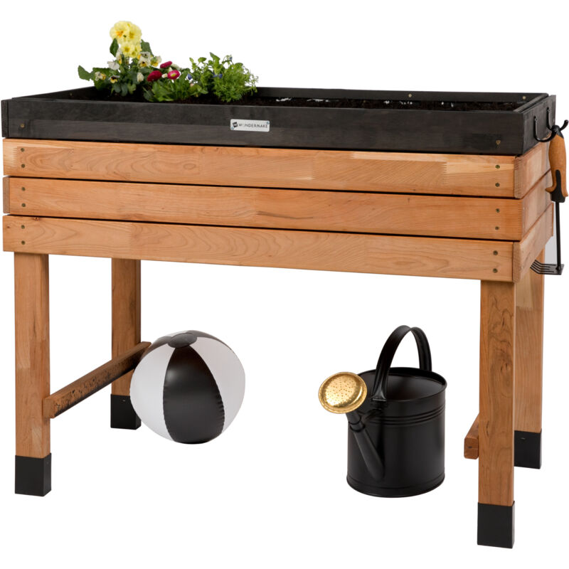 Grand carré Potager en Bois de Cerisier Massif Haute, lit de Jardin surélevé sur Pieds, jardinière rectangulaire pour Jardin Balcon extérieur, 100 x