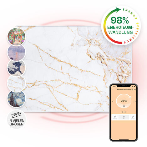 Wonderwall Air Art Smart Infrarotheizung 80x60cm 500W Wandmontage Marmor