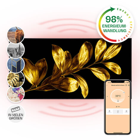 Wonderwall Air Art Smart Infrarotheizung Goldenes Blatt 120x60cm 700W