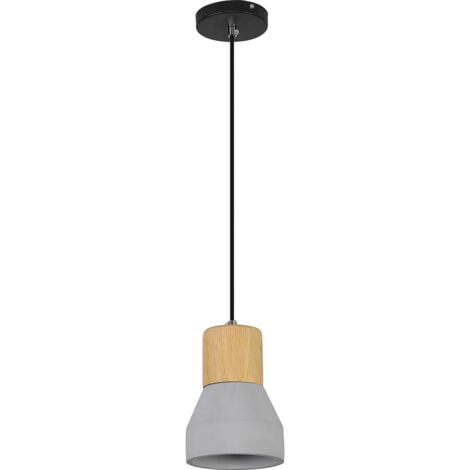 Wood and Concrete Ceiling Lamp - Scandinavian Design Pendant Lamp - Minnie Natural wood