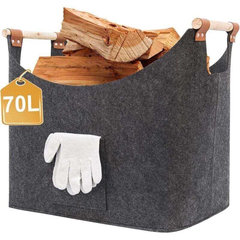 Wood Basket for Firewood, XXL Firewood Basket with Gloves, Foldable Felt Bags, Large Felt Bags Firewood Basket for Storing Firewood