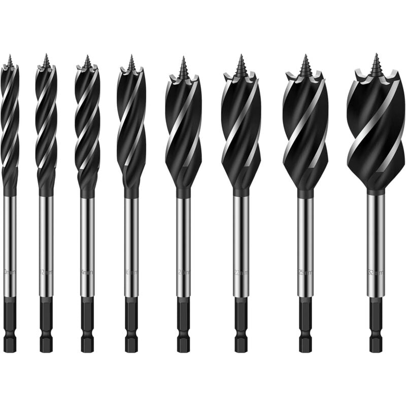 Wood Drill Bit Reaming Drill Wood Auger High-Carbon Steel Fast Cut Woodworking Drill Bit Set 8pcs 10mm,12mm,14mm,16mm,20mm,22mm,25mm,32mm