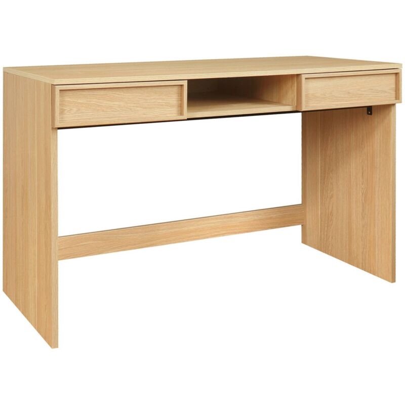 Sweeek Wood Effect Desk 2 Drawers 1 Shelf 120cm Natural 120x55x77 Cm - Kuba