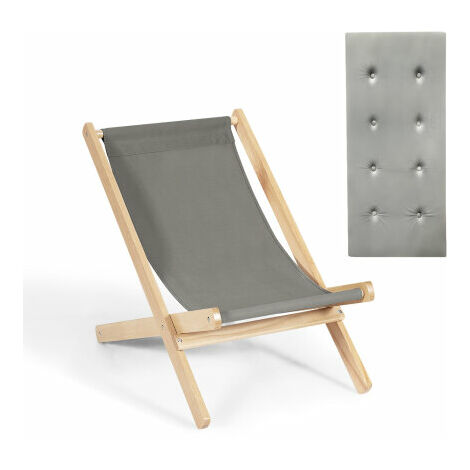 Wood Foldable Beach Sling Chair Adjustable Beech Lounging Chair