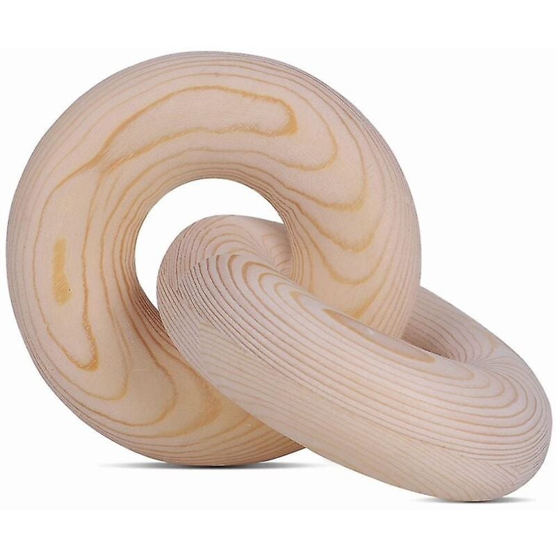 Décor de nœud en bois, objet décoratif à 2 maillons en bois de pin sculpté à la main, décoration bohème