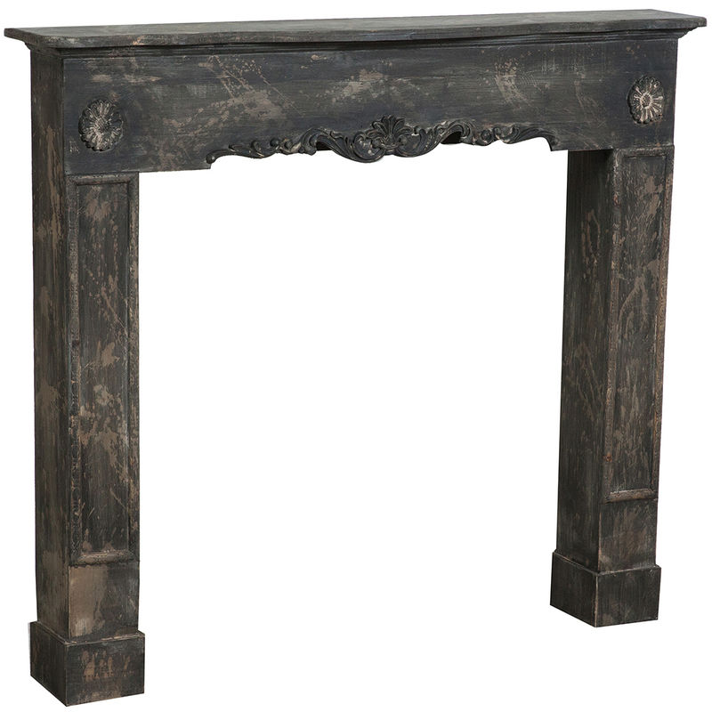 Wood made antiqued finish W114xDP20xH102 cm sized fireplace frame