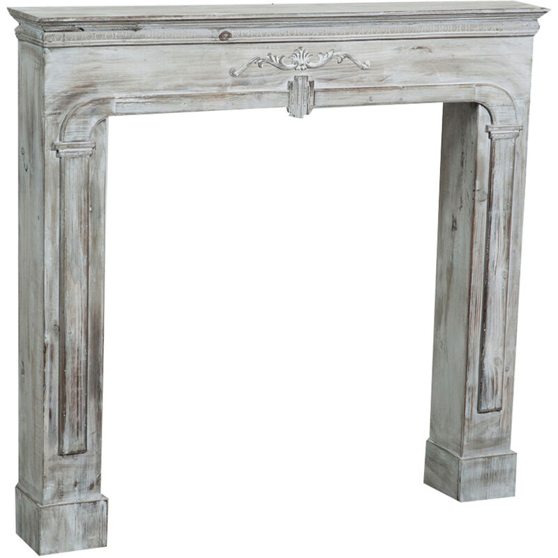Wood made antiqued white finish W104xDP17xH99 cm sized fireplace frame