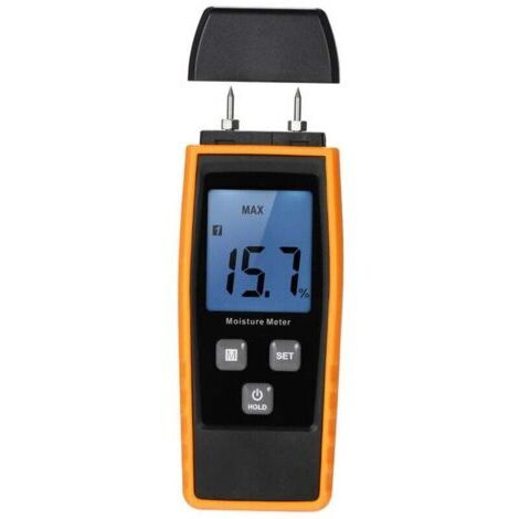 Wood moisture meter, LCD digital moisture meter, wood moisture detector, moisture tester, with 2-pin probe range 0% to 80%