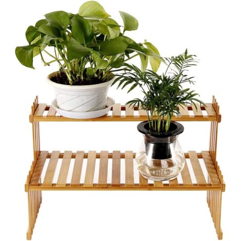 Wood Plant Stand Indoor Outdoor Flower Shelf Ladder Staircase Plant Stand, Potted Stand with 2 Shelves Flower Pot Display Stand Garden Decorative Planter Balcony-472130cm