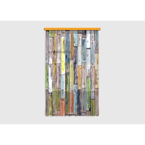 Wood, rideau imprimé planches de bois multicolores 140x245 cm, 1 pièce