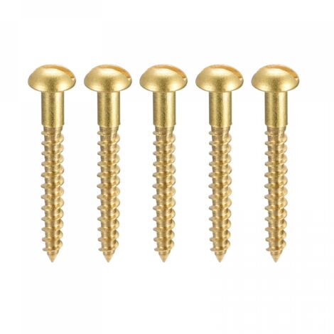 Wood Screws M2.5 x 20mm Slotted Round Head Brass Self Tapping Screws 100 Pcs