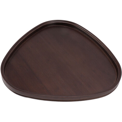 Wood Serving Tray Sturdy Bamboo Simple Elegant Triangular Multifunction Wooden Tea Tray for Cafe Office Dining Table Large