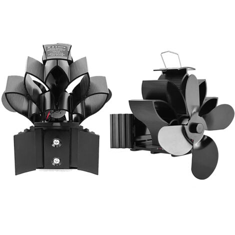 Wood Stove Fan Heat Powered Non-Electric Lotus Shaped Heat Distribution 4-Blade Silent Flue Pipe Hanging Fireplace Fan with Magnetic Thermometer for Home Wood Burning Stove/Log Burner