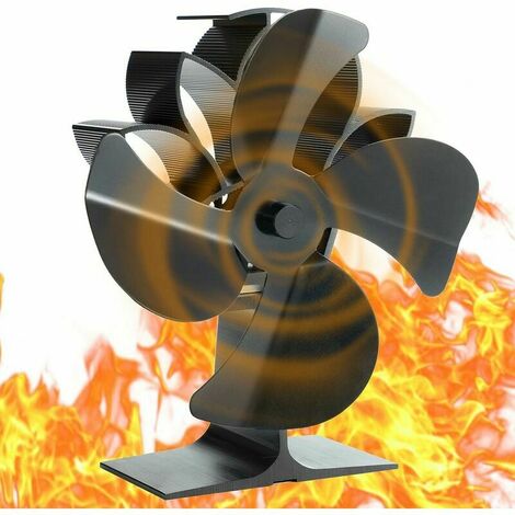 Wood Stove Fan, Quiet 6-Blade Heat Powered Eco Friendly Fireplace Fan, Quiet Cycle Pellet Fireplace Fan for Stove Burner/Logs