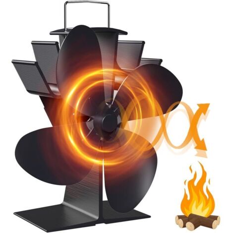 Wood Stove Fan,Heat Powered Fan,4 Blades for Fireplace Pipe/Pellet Stove/Gas/Log/Pellet