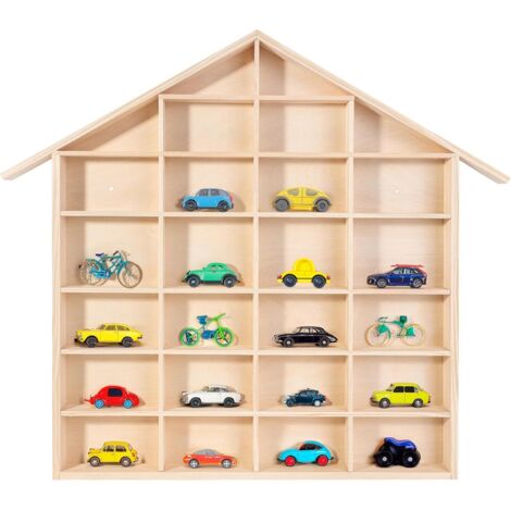 Wood Wall Display Case with 28 Compartments – Natural 56 x 50 x 3.5 cm