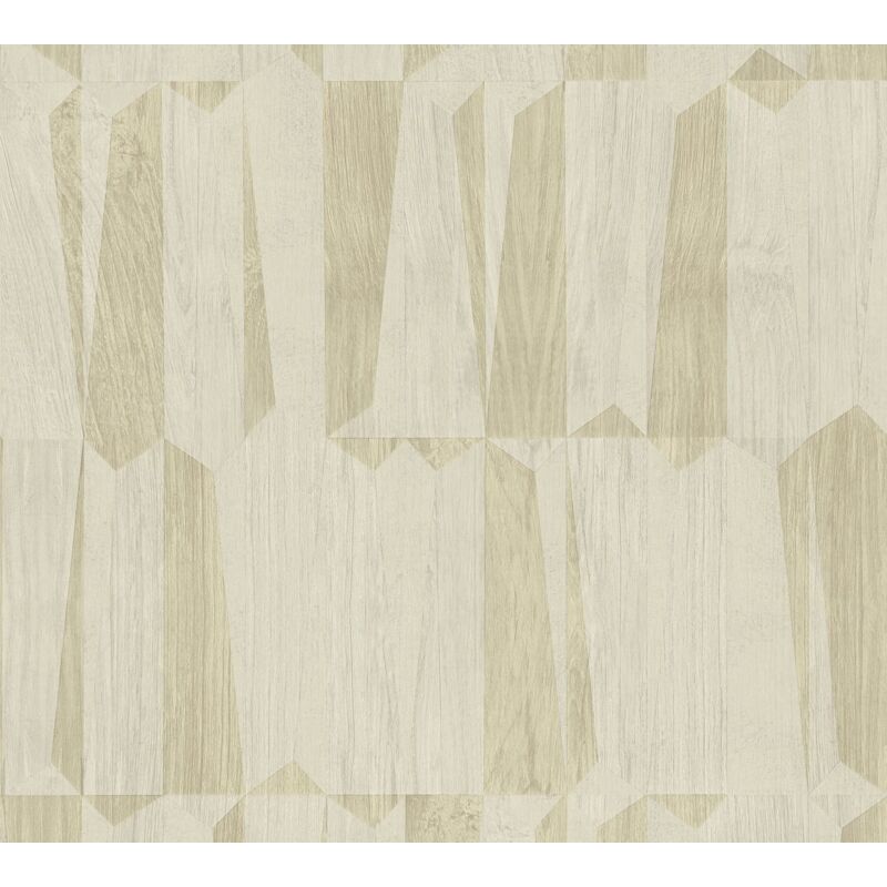 Wood wallpaper wall Profhome 387432 hot embossed non-woven wallpaper slightly textured wood look shimmering beige olive brown grey 5.33 m2 (57 ft2)