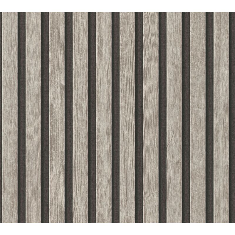 Wood wallpaper wall Profhome 391092 hot embossed non-woven wallpaper textured wood look matt grey black 5.33 m2 (57 ft2)