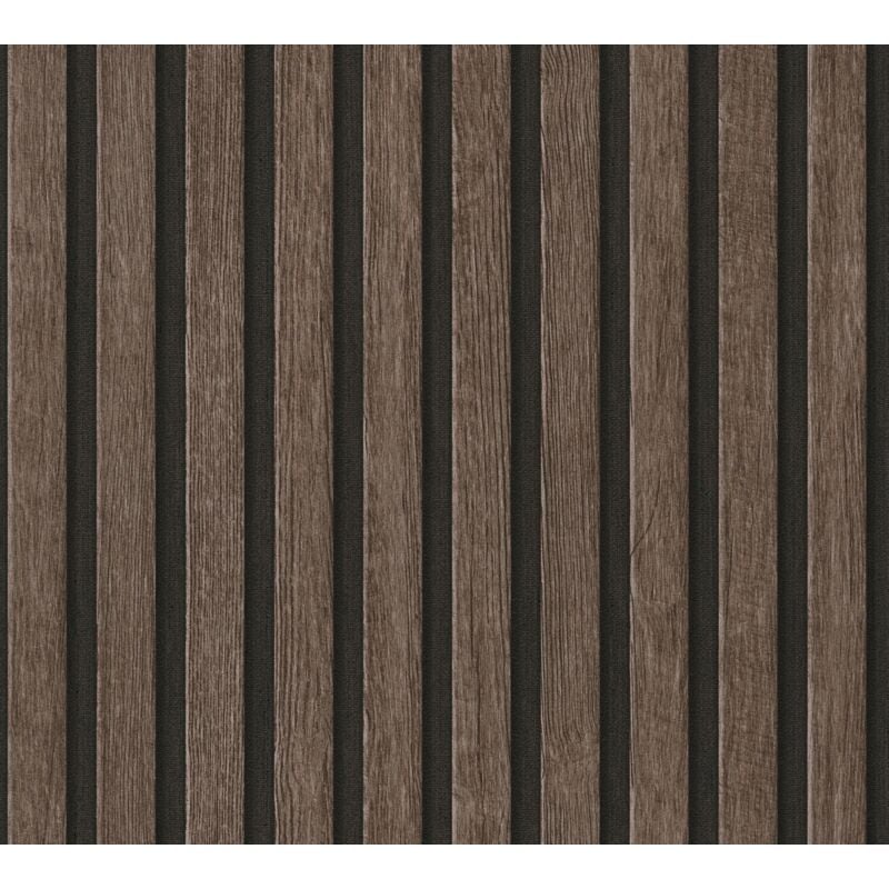 Profhome - Wood wallpaper wall 391093 hot embossed non-woven wallpaper textured wood look matt brown black 5.33 m2 (57 ft2)