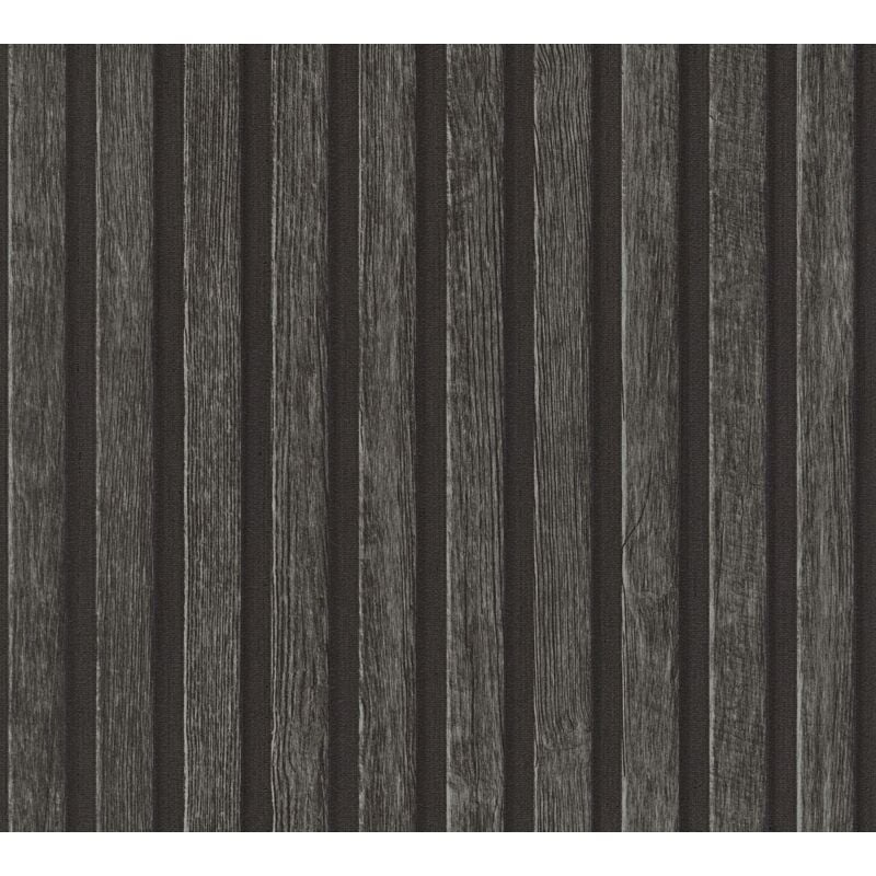 Wood wallpaper wall Profhome 391094 hot embossed non-woven wallpaper textured wood look matt anthracite grey black 5.33 m2 (57 ft2)