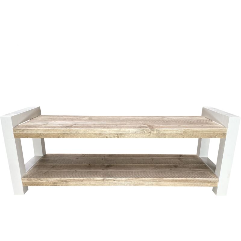 Wood4you - Banc de jardin - London - 120Lx40Hx38D cm blanc - coussin inclus