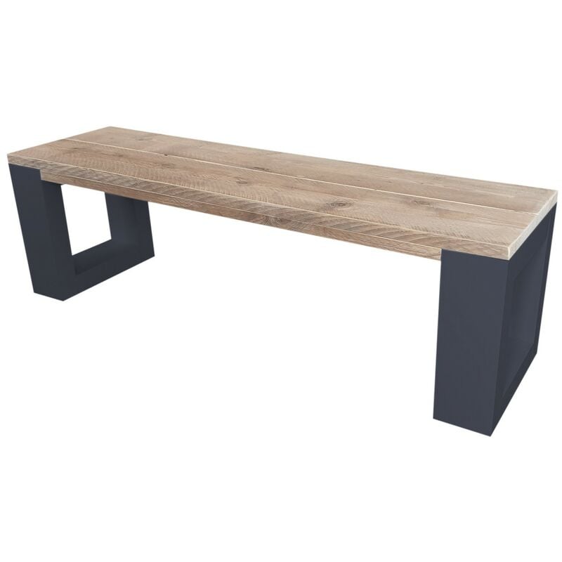 Banc New Orleans - blanc - 150 cm Anthracite - Brun - Wood4you