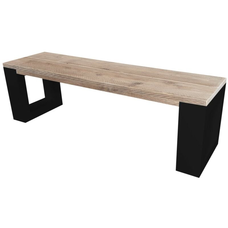 Banc New Orleans - blanc - 180 cm Noir - Brun - Wood4you