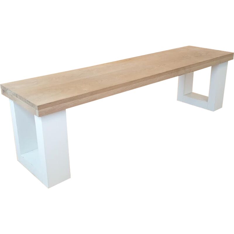 Banc Chêne de Nouvelle-Angleterre 120Lx40Hx38P cm blanc - 130 cm - Brun - Wood4you