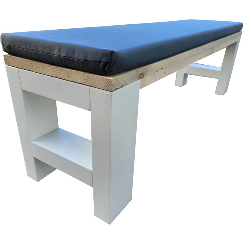 Banc Seattle - blanc - coussin inclus - 120 cm - Brun - Wood4you