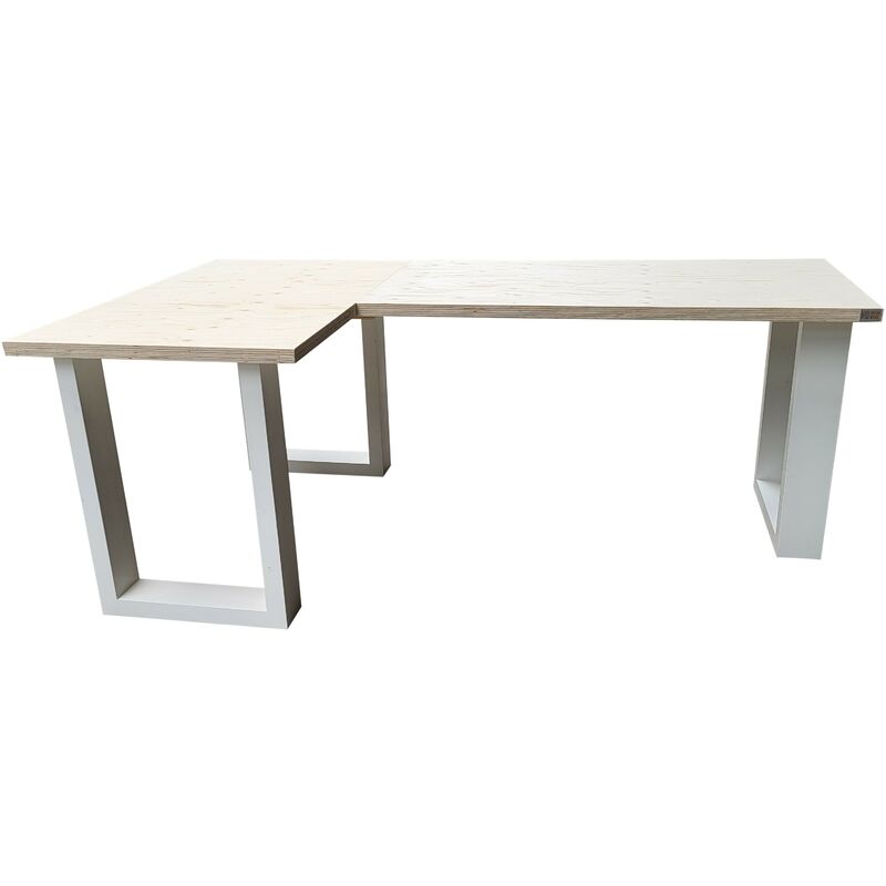 Wood4you - Bureau d'angle - New england bois massif blanc - 180/120 - Brun