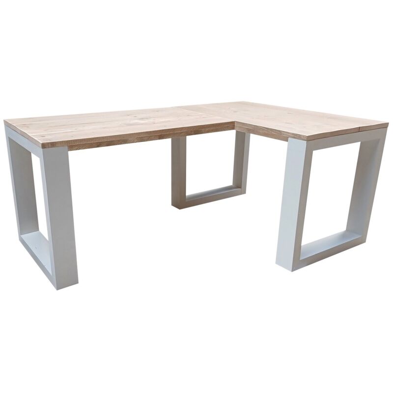 Wood4you - Bureau d'angle - New Orleans échafaudage bois - 200/140 Blanc
