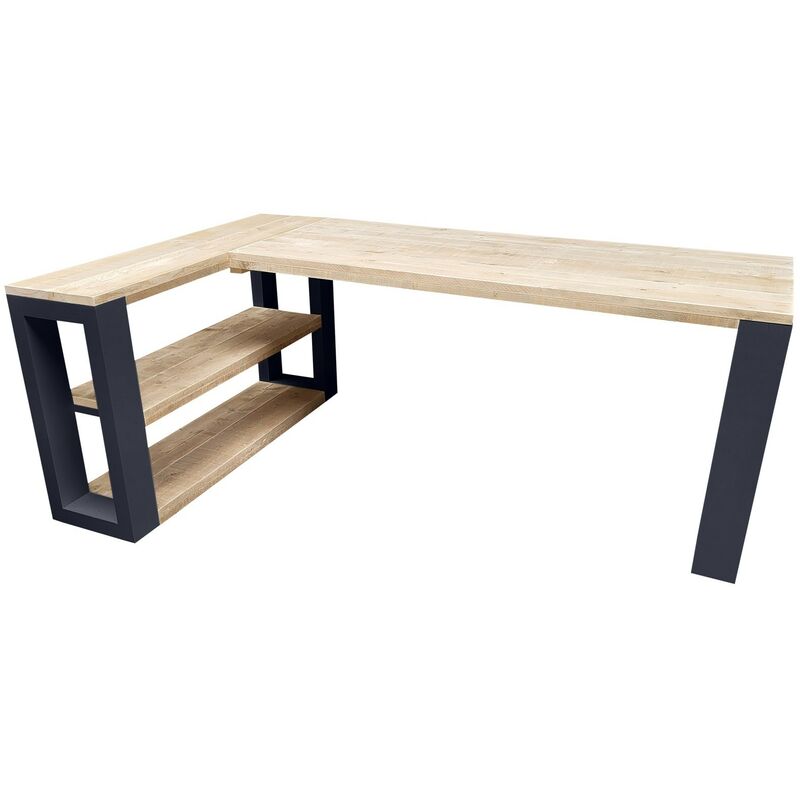 Wood4you - Bureau d'angle - Nouvelle-Orléans - avec armoire latérale - 200/120 Anthracite - Brun
