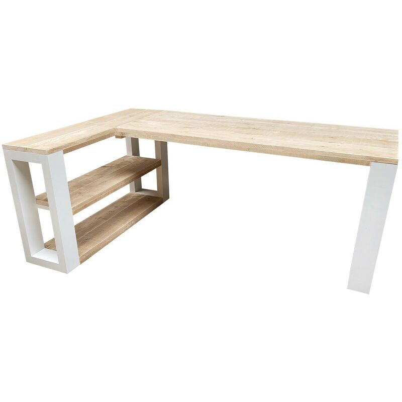 Wood4you - Bureau d'angle - Nouvelle-Orléans - avec armoire latérale - 200/120 Blanc - Brun