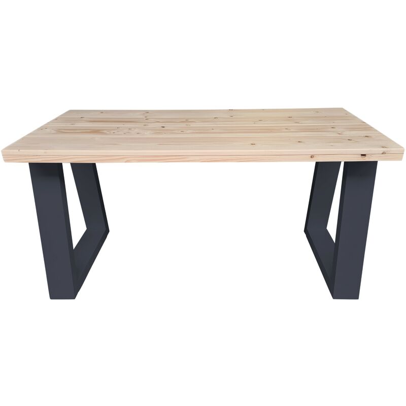 Wood4you - Bureau - Bois d'épicéa de Vancouver Blanc - 200/76 cm Anthracite - Brun