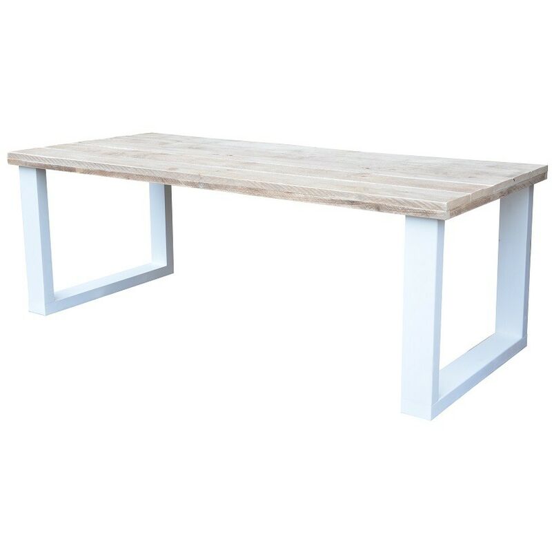 Eettafel New England Steigerhout 220Lx78Hx90D cm wit - Wood4you