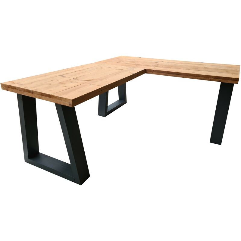 Wood4you - Bureau d'angle - Vancouver Bois torréfié - 190/180 Anthracite - Brun