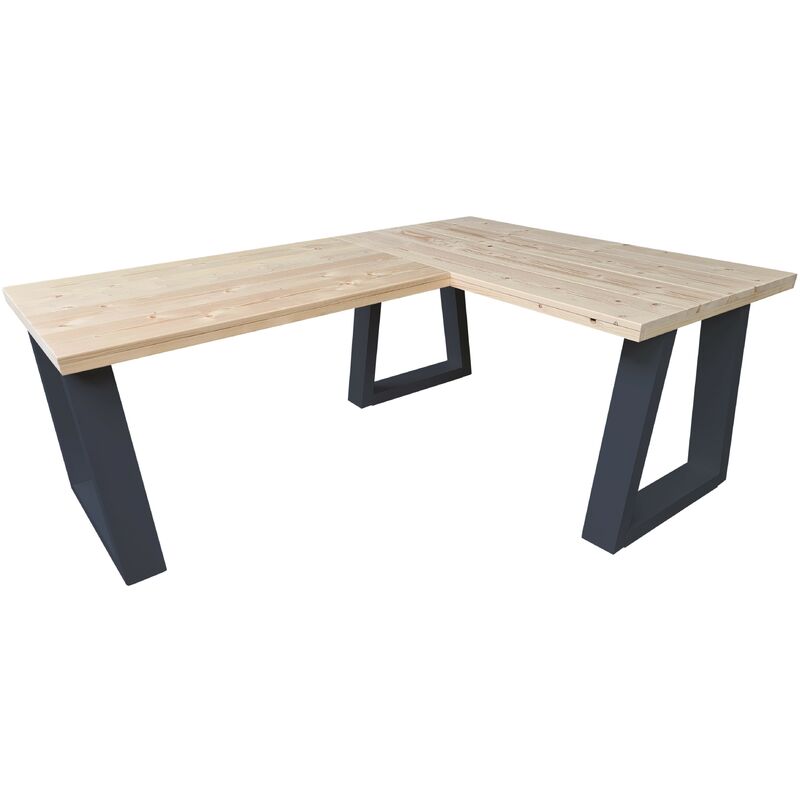 Wood4you - Bureau d'angle - Vancouver Spruce - 180/120 Anthracite - Brun