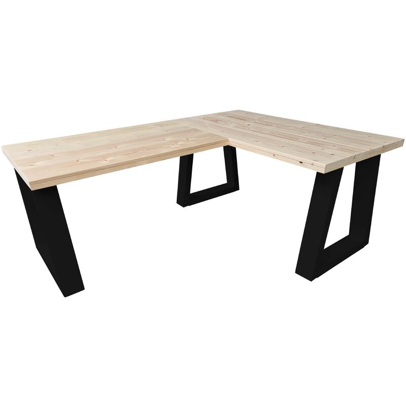 Wood4you - Bureau d'angle - Vancouver Spruce - 180/140 Noir - Brun