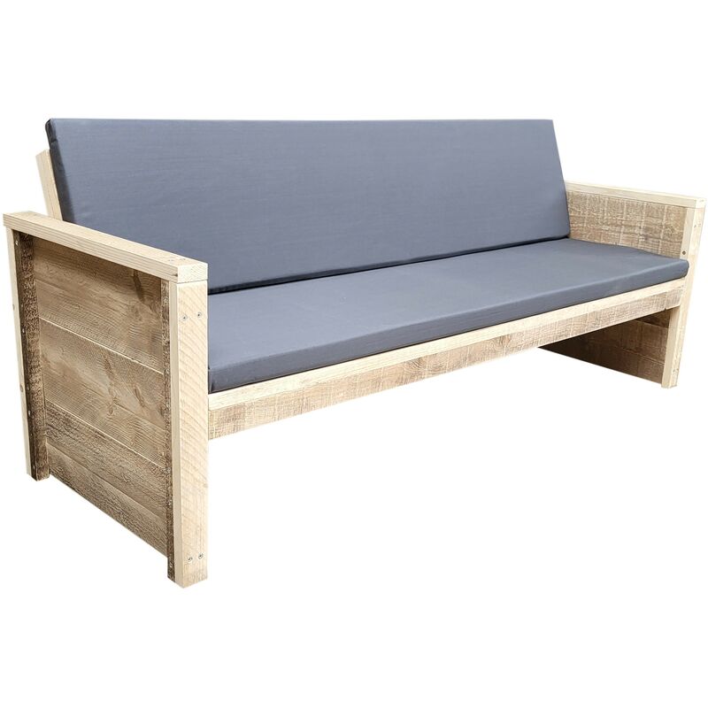 Panca da giardino Vlieland - 'Fai da te' Kit di costruzione per ponteggi in legno 175Lx72Hx57P cm - Incl cuscino - Wood4you