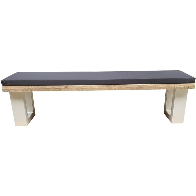 Banc de jardin échafaudage bois - coussin inclus - 160 cm Blanc - Brun - Wood4you