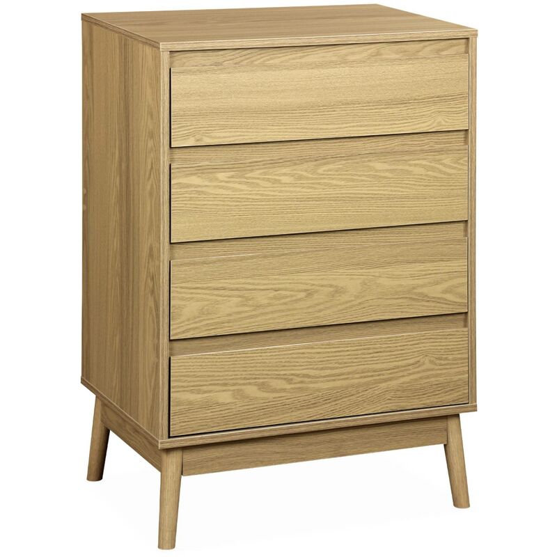 Wooden 4-drawer chest, 60x40x91cm - Dune - Natural wood colour - Natural