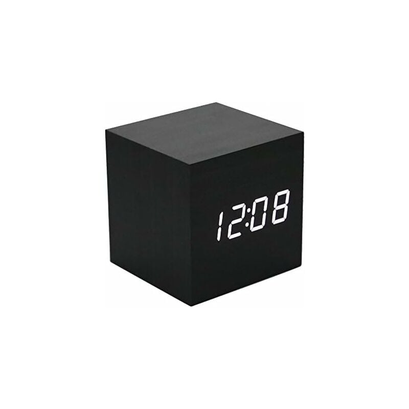 Héloise - Wooden Alarm Clock - Mini led Digital Clock with Temperature Time Display, 3-Level Brightness and Voice Control Ideal for Home Travel