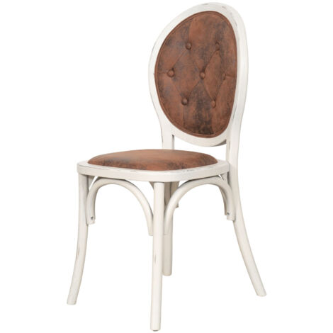 Wooden and Faux Leather Chair with Capitonné Backrest for Dining Room Upholstered Armchair for Living Room Bedroom Armchair