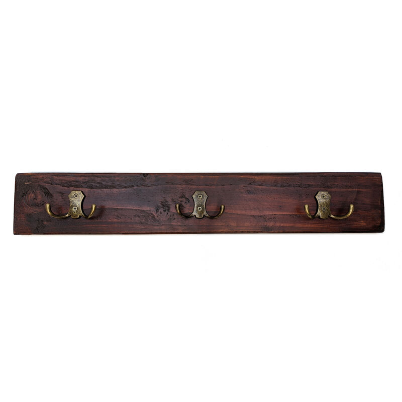 Moderix - Wooden Antique Style Coat Rack Double Hook Antique - Colour Walnut - Hangers 2 Hooks 30cm