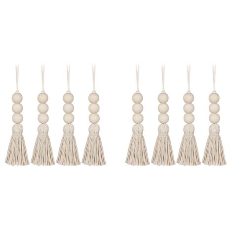 Wooden Bead Garlands, Farmhouse Tassels, Rustic Country Decor Prayer for Door Knob (8 Pieces)