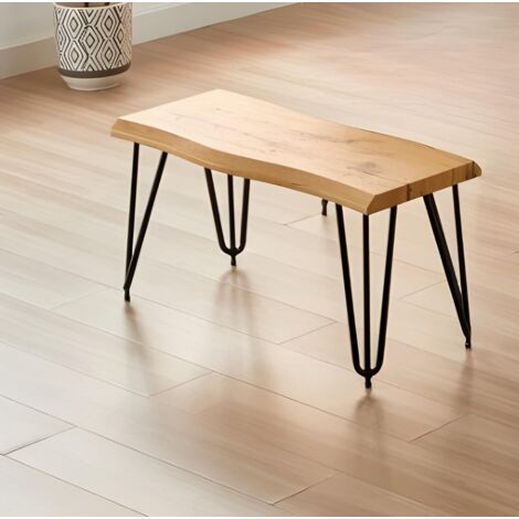 Wooden Bench With Metal Hairpin Legs for Dining Room, Work, or Study