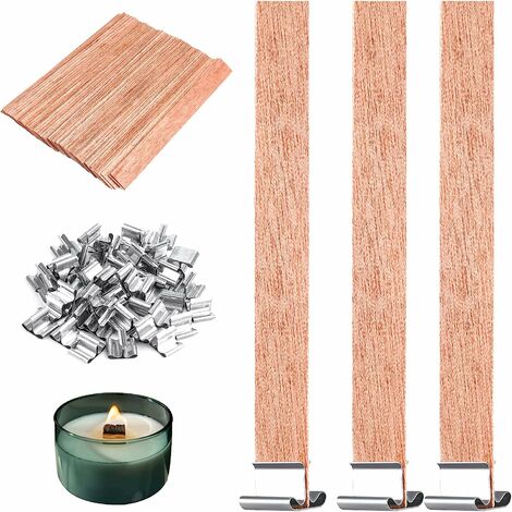 100 PCS 13x1.3cm Wooden Candle Wicks Smokeless Natural Wooden Candle Wicks  For Candle Making With Iron Stand Candle Making Wicks
