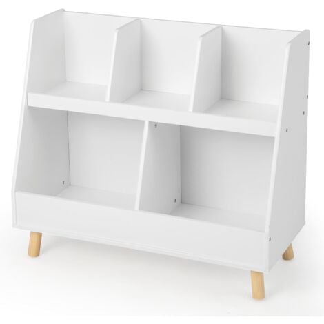 Wooden Children Bookcase Bookshelf Cabinet 5-Cubby Kids Toy Storage Organizer