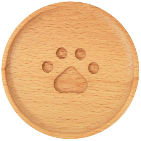 Wooden Coaster Prevent Slip Heat Insulation Cute Paw Round Cup Pad for Tea Cup Coffee Mug
